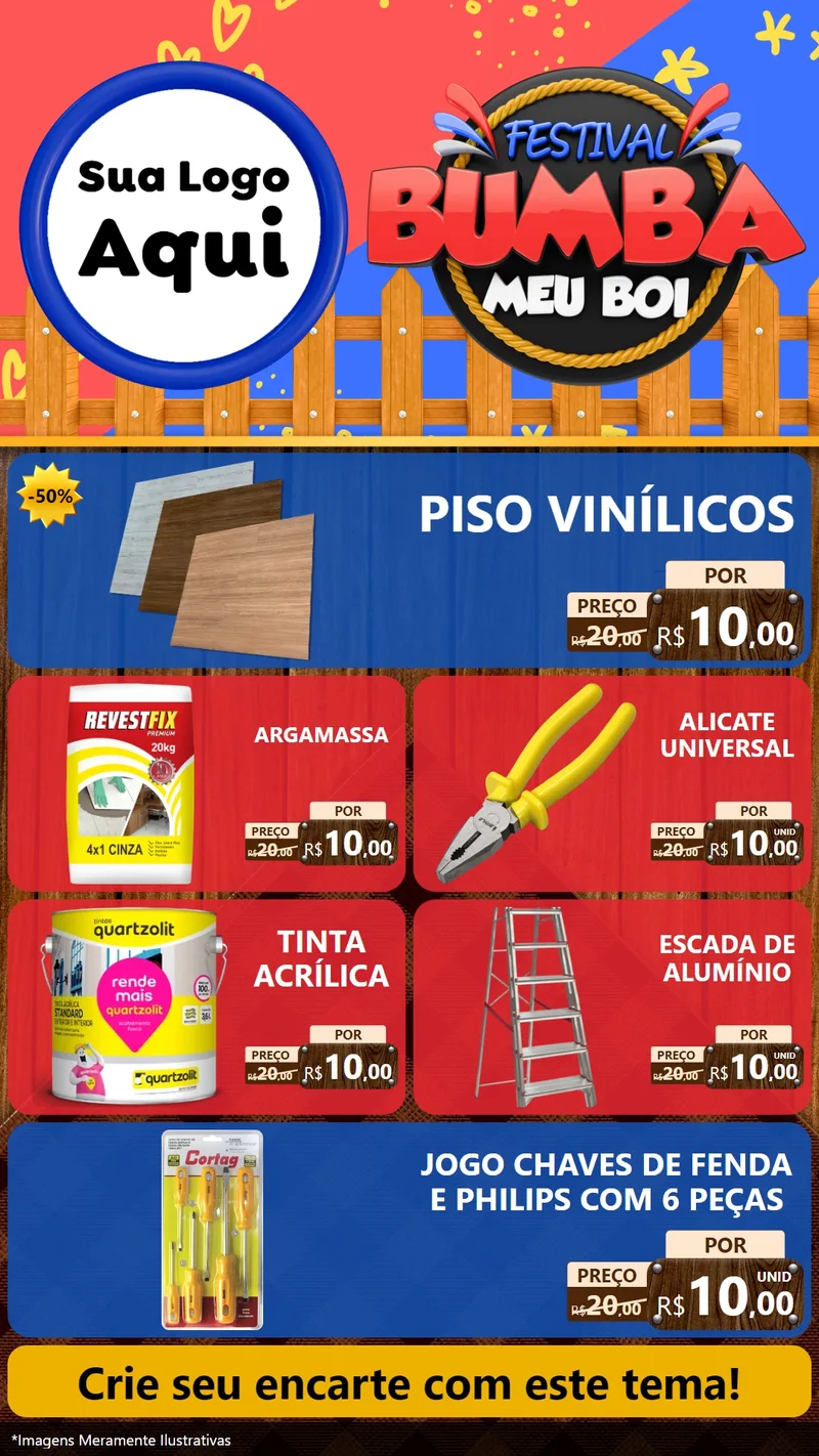 Modelo de TV para TV Vertical com o tema Festival Bumba Meu Boi para Material para Construção