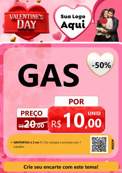 Modelo de Cartaz para Cartaz A4 Vertical com o tema Valentine's Day para Água e gás