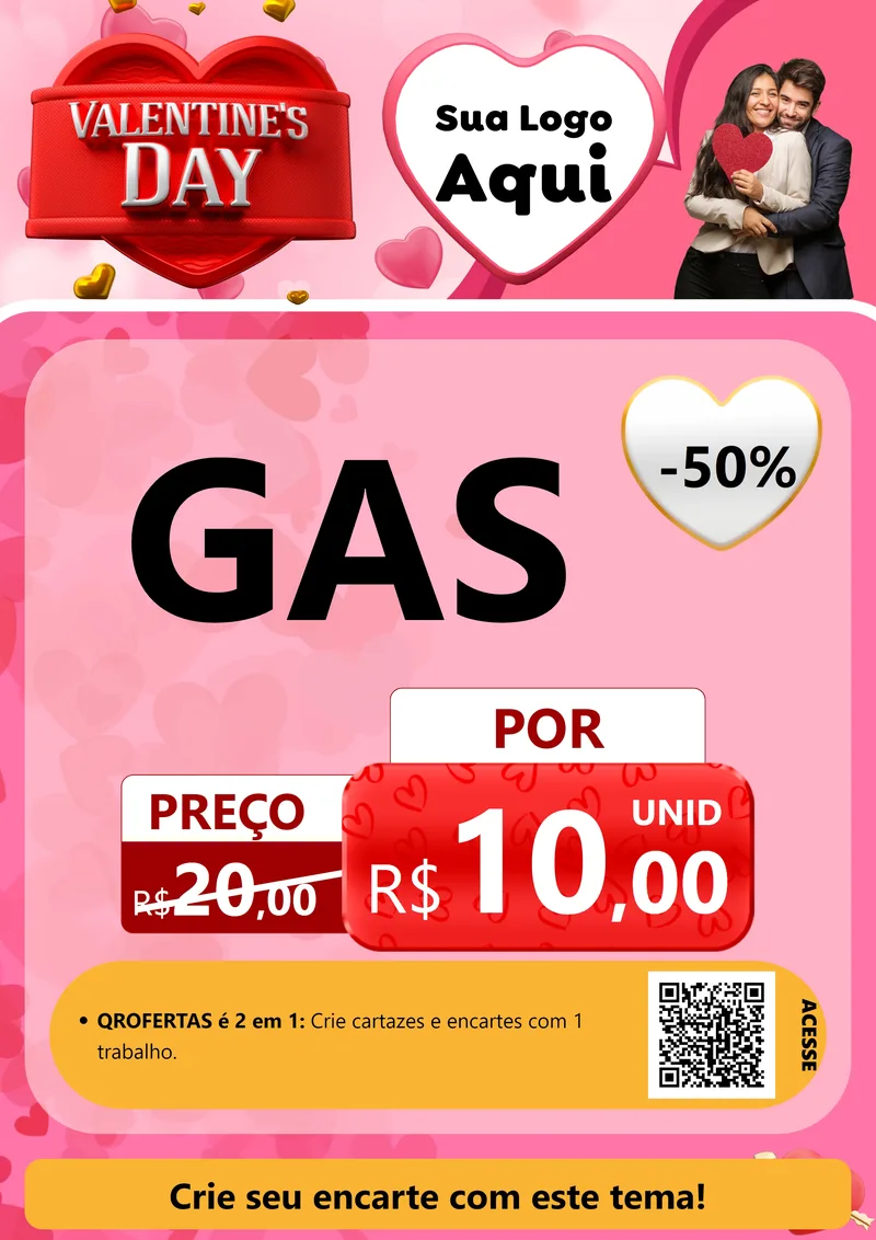 Modelo de Cartaz para Cartaz A4 Vertical com o tema Valentine's Day para Água e gás