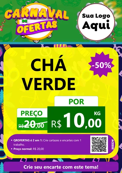 Modelo de Cartaz para Cartaz A4 Vertical com o tema Carnaval de Ofertas para Produtos Naturais