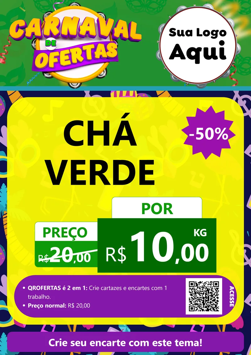 Modelo de Cartaz para Cartaz A4 Vertical com o tema Carnaval de Ofertas para Produtos Naturais
