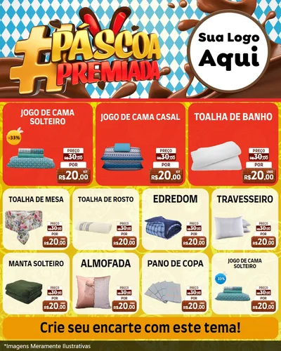 Modelo de Rede Social para Feed Instagram com o tema Páscoa Premiada para Cama, Mesa e Banho