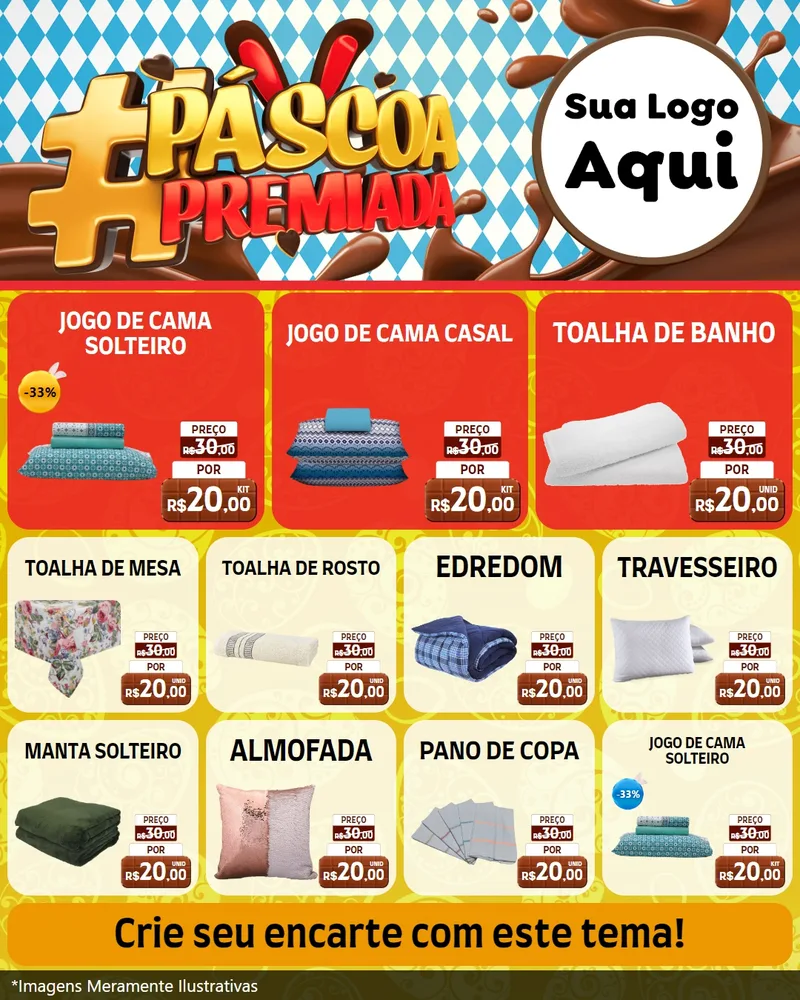 Modelo de Rede Social para Feed Instagram com o tema Páscoa Premiada para Cama, Mesa e Banho