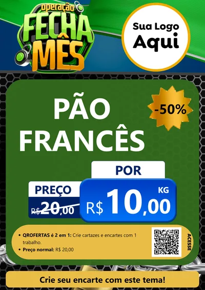Modelo de Cartaz para Cartaz A4 Vertical com o tema Operação Fecha Mês para Padaria