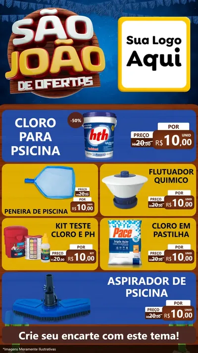 Modelo de TV para TV Vertical com o tema São João Ofertas Imbatíveis! - Junina para Produtos para Piscina