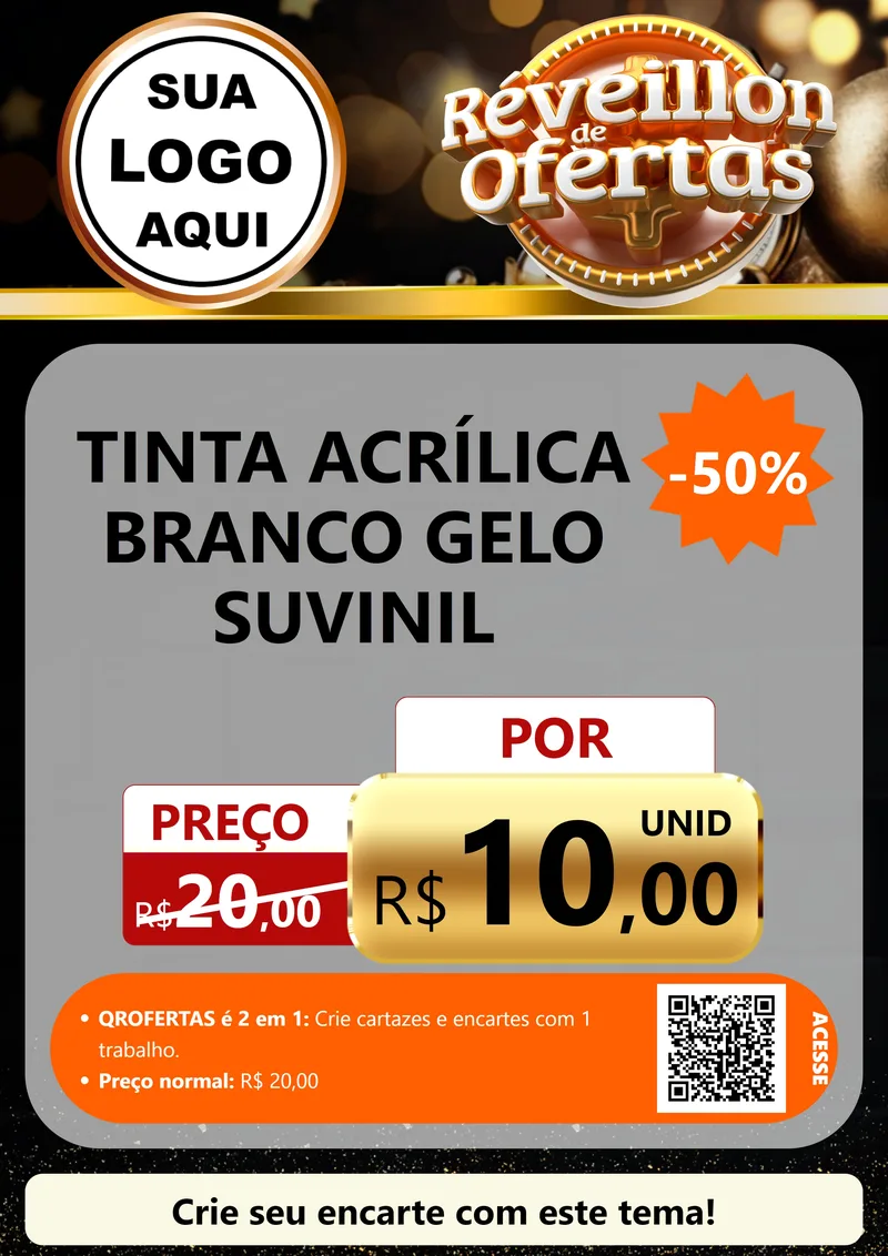 Modelo de Cartaz para Cartaz A4 Vertical com o tema Réveillon de Ofertas para Tintas e Ferramentas