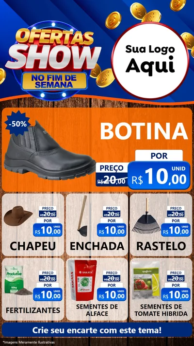 Modelo de Rede Social para Stories com o tema Ofertas Show No Fim De Semana para Agropecuária