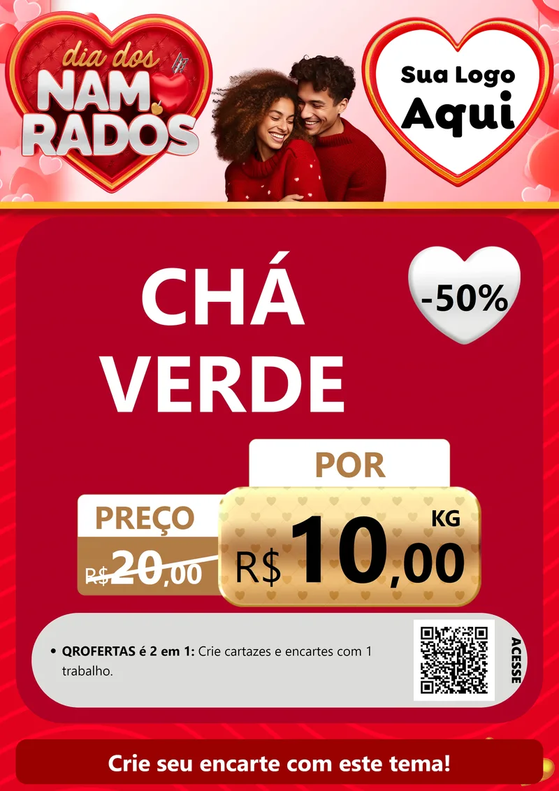 Modelo de Cartaz para Cartaz A4 Vertical com o tema Dia dos Namorados para Produtos Naturais