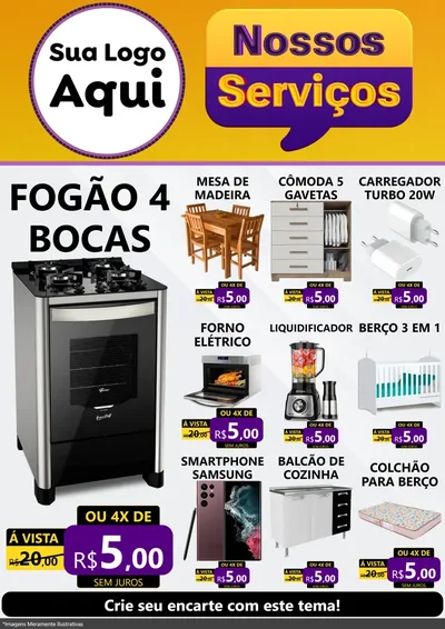 Modelo de Encarte para Encarte A4 Vertical com o tema Nossos Serviços para Móveis e Eletro