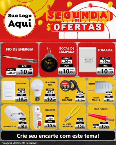 Modelo de Rede Social para Feed Instagram com o tema Segunda de Ofertas para Materiais Elétricos