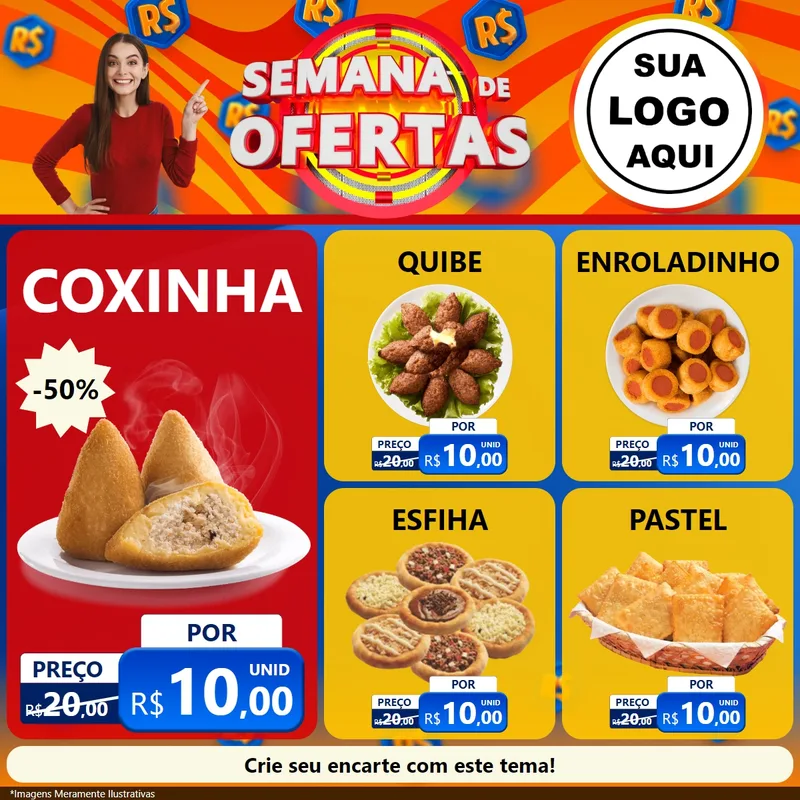 Modelo de Rede Social para Feed Facebook com o tema Semana de Ofertas para Salgadaria