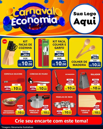 Modelo de Rede Social para Feed Instagram com o tema Carnaval da Economia para Utilidades Domésticas