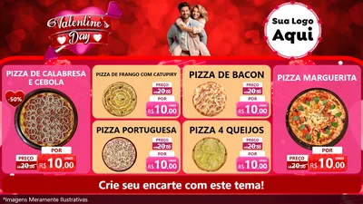 Modelo de TV para TV Horizontal com o tema Valentine's Day para Pizzaria