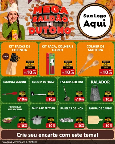 Modelo de Rede Social para Feed Instagram com o tema Mega Saldão de Outono para Utilidades Domésticas