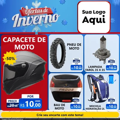 Modelo de Rede Social para Feed Facebook com o tema Ofertas de Inverno para Moto peças