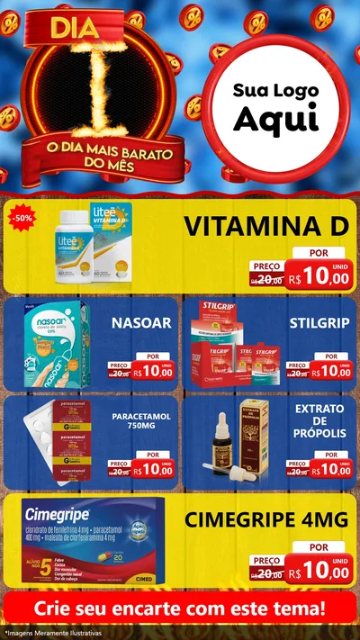 Modelo de TV para TV Vertical com o tema Dia I - O Dia Mais Barato Do Mês para Farmácia