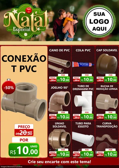 Modelo de Encarte para Encarte A4 Vertical com o tema Natal Especial para Tubos e conexões