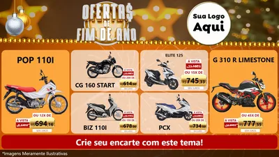 Modelo de TV para TV Horizontal com o tema Ofertas de Fim de Ano para Concessionaria de Motos