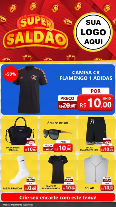 Modelo de Rede Social para Stories com o tema Super Saldão para Roupas e acessórios