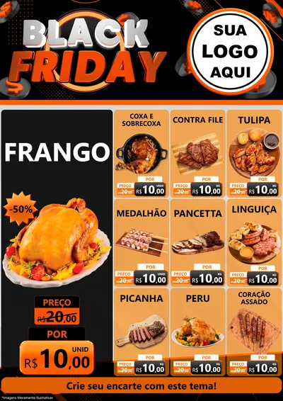 Modelo de Encarte para Encarte A4 Vertical com o tema Black Friday para Assados