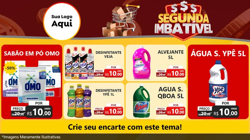 Modelo de TV para TV Horizontal com o tema Segunda Imbatível para Produtos de Limpeza
