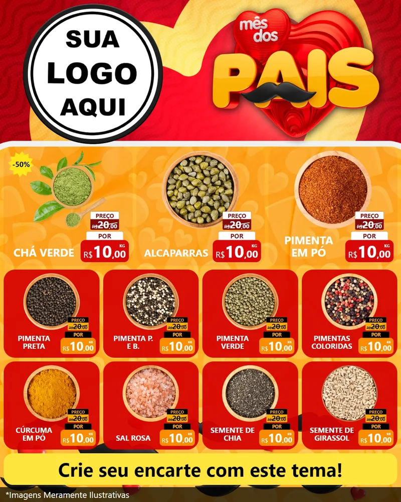 Modelo de Rede Social para Feed Instagram com o tema Mês Dos Pais para Produtos Naturais