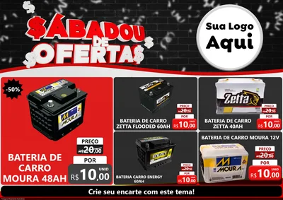 Modelo de Encarte para Encarte A4 Horizontal com o tema Sabadou de Ofertas para Baterias Elétricas