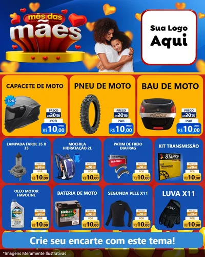 Modelo de Rede Social para Feed Instagram com o tema Mês das Mães para Moto peças