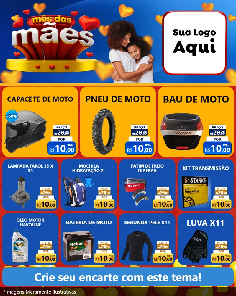 Modelo de Rede Social para Feed Instagram com o tema Mês das Mães para Moto peças
