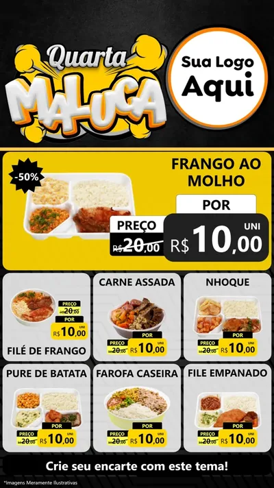 Modelo de Rede Social para Stories com o tema Quarta Maluca para Restaurante