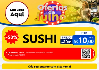 Modelo de Cartaz para Cartaz A4 Horizontal com o tema Ofertas de Julho para Comida japonesa
