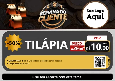 Modelo de Cartaz para Cartaz A4 Horizontal com o tema Semana do Cliente para Peixaria
