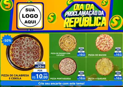 Modelo de Encarte para Encarte A4 Horizontal com o tema Dia Da Proclamação da República para Pizzaria