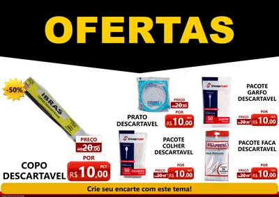 Modelo de Encarte para Encarte A4 Horizontal com o tema Ofertas Preto e Vermelho Cartaz para Embalagens
