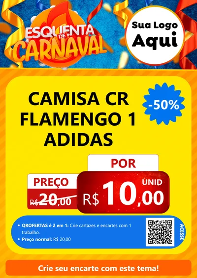 Modelo de Cartaz para Cartaz A4 Vertical com o tema Esquenta de Carnaval para Roupas e acessórios
