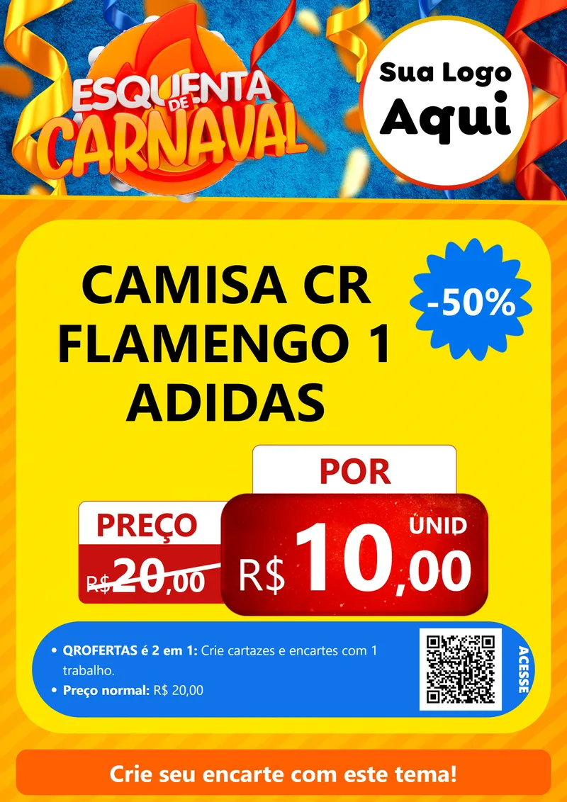 Modelo de Cartaz para Cartaz A4 Vertical com o tema Esquenta de Carnaval para Roupas e acessórios
