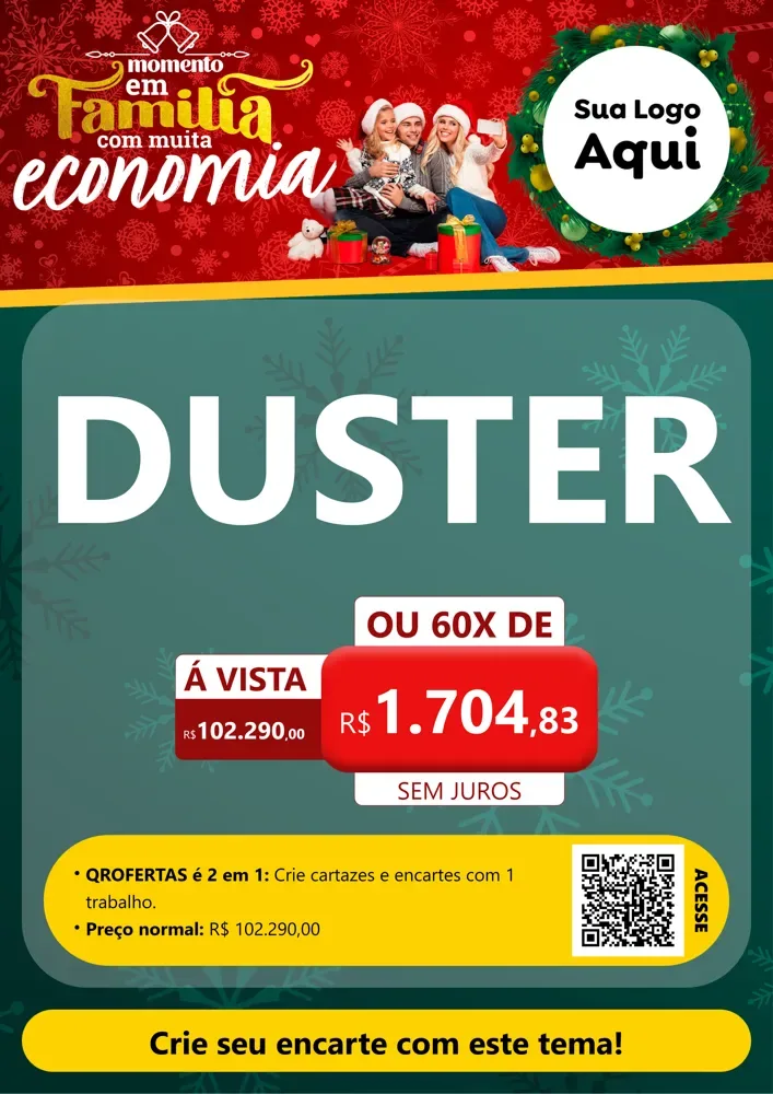 Modelo de Cartaz para Cartaz A4 Vertical com o tema Momento em Família (Natal) para Concessionaria de Carros