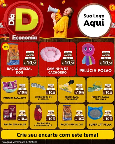 Modelo de Rede Social para Feed Instagram com o tema Dia D Economia para Pet Shop