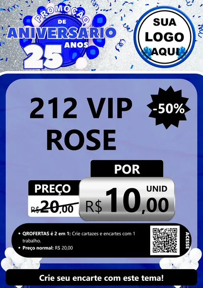 Modelo de Cartaz para Cartaz A4 Vertical com o tema Promoção de Aniversário - 25 Anos para Perfumes