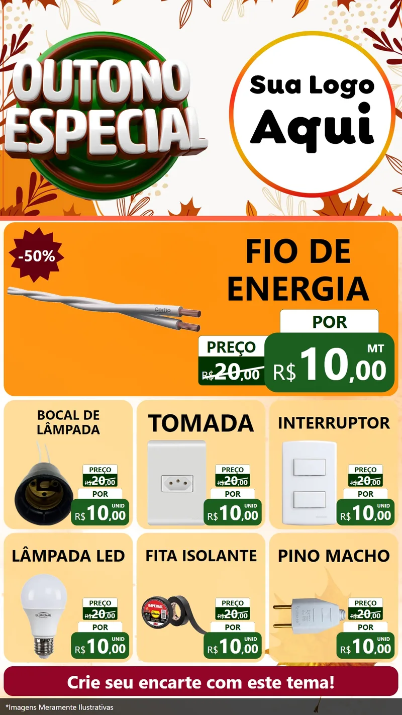 Modelo de Rede Social para Stories com o tema Outono Especial para Materiais Elétricos