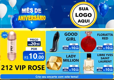 Modelo de Encarte para Encarte A4 Horizontal com o tema Mês de Aniversário para Perfumes