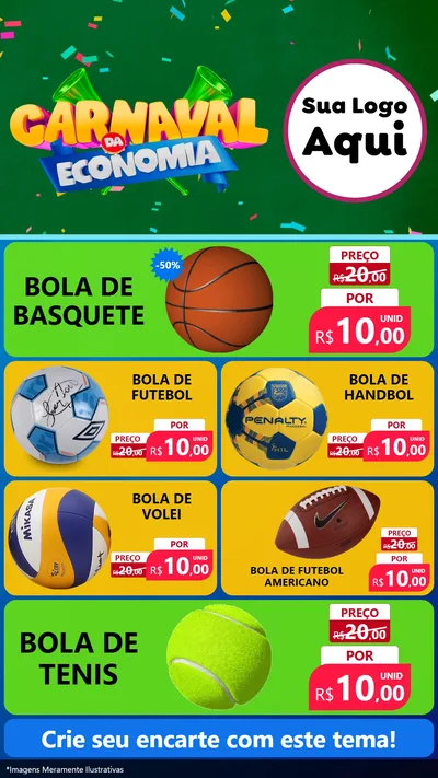 Modelo de TV para TV Vertical com o tema Carnaval da Economia para Artigos Esportivos