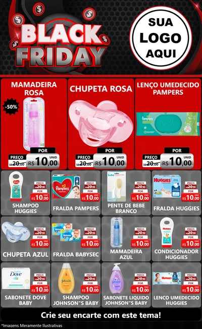 Modelo de Encarte para Encarte Grande com o tema Black Friday para Bebês