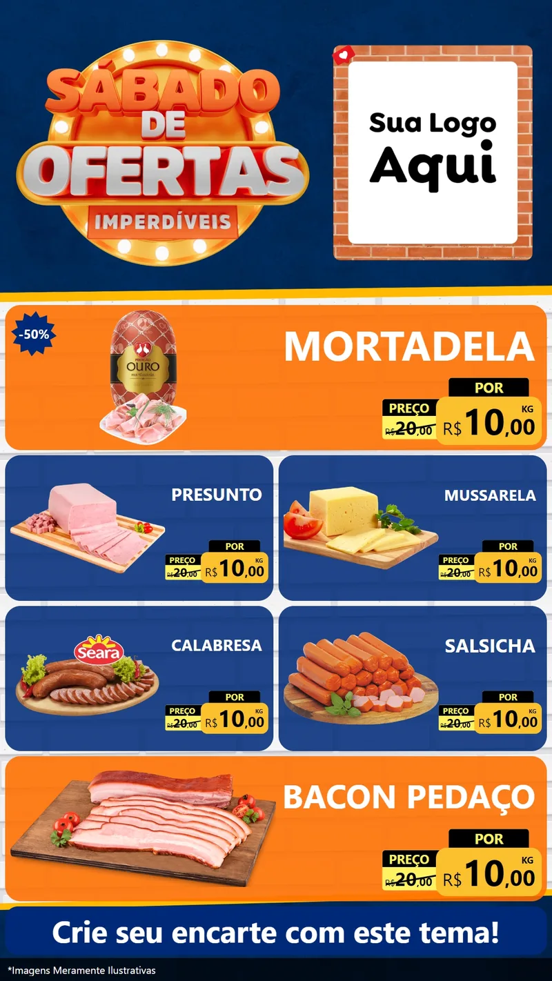 Modelo de TV para TV Vertical com o tema Sábado de Ofertas Imperdíveis para Frios e Laticínios