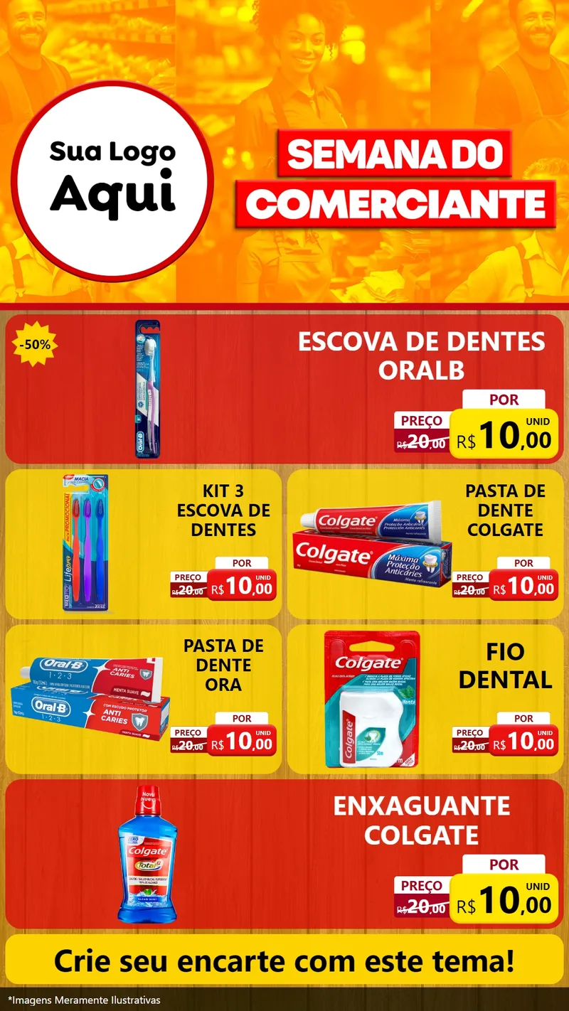 Modelo de TV para TV Vertical com o tema Semana do Comerciante para Higiene Pessoal