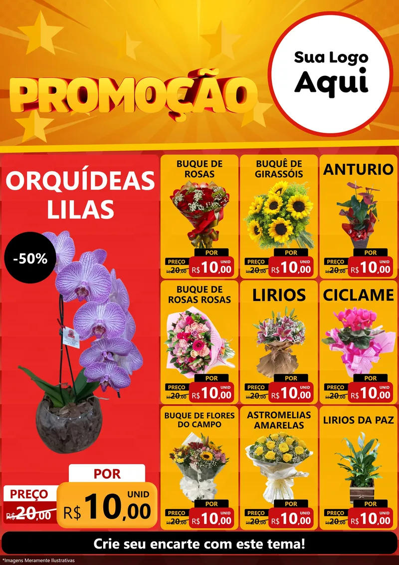 Modelo de Encarte para Encarte A4 Vertical com o tema Promoção para Floricultura e jardim