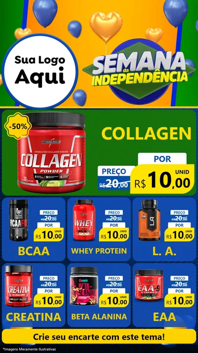 Modelo de Rede Social para Stories com o tema Semana da Independência para Suplementos alimentares