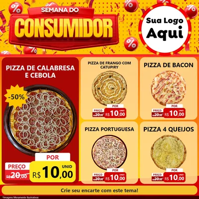Modelo de Rede Social para Feed Facebook com o tema Semana do Consumidor para Pizzaria