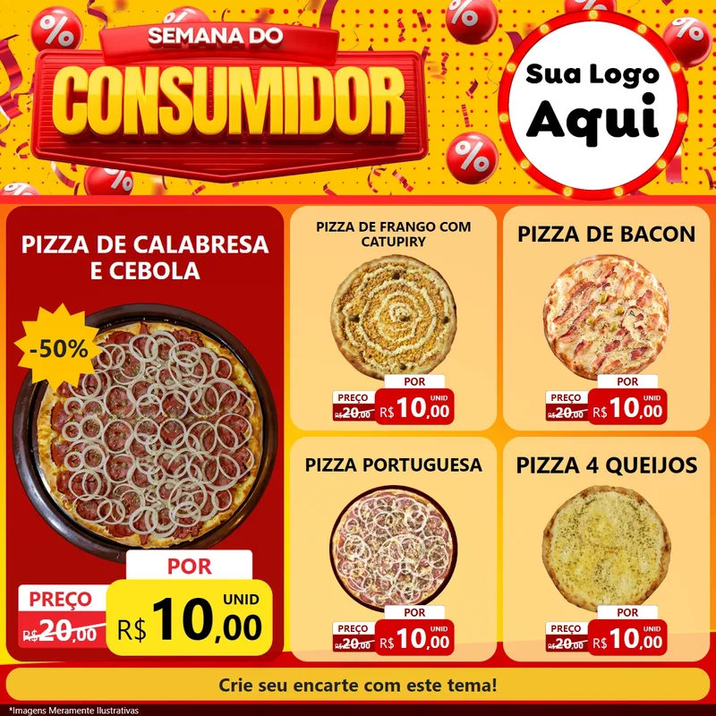 Modelo de Rede Social para Feed Facebook com o tema Semana do Consumidor para Pizzaria
