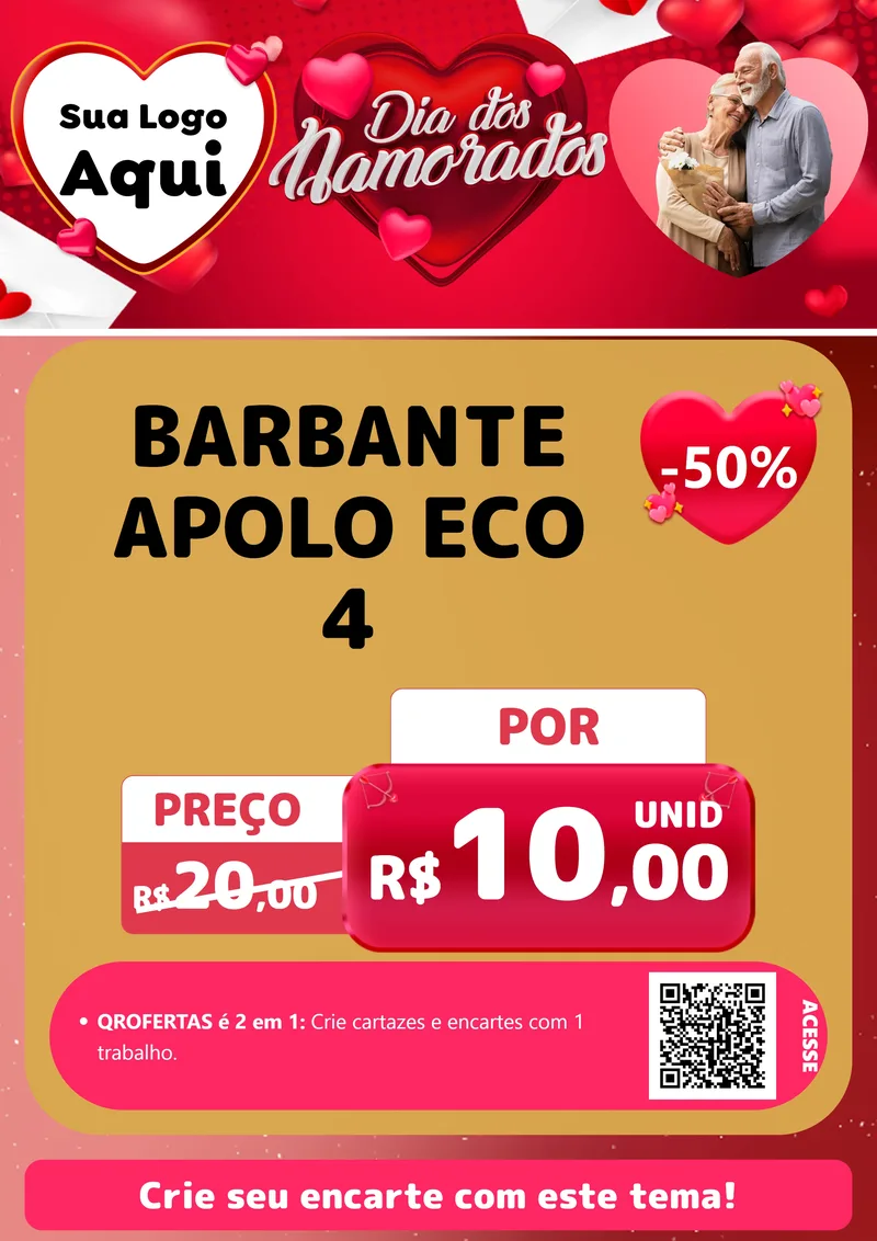 Modelo de Cartaz para Cartaz A4 Vertical com o tema Dia Dos Namorados para Armarinho e Aviamentos